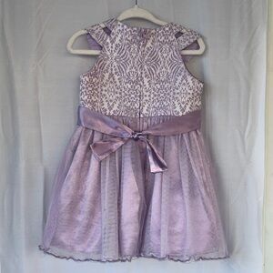Jessica Ann Lavender Lace Dress with Satin Bow